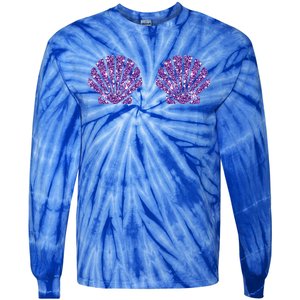 Mermaid Sea Shell Bra Costume Halloween Design Tie-Dye Long Sleeve Shirt