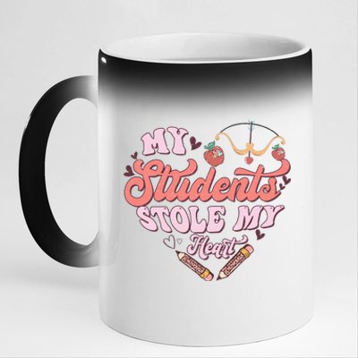 My Students Stole My Heart Funny Valentines Day 11oz Black Color Changing Mug