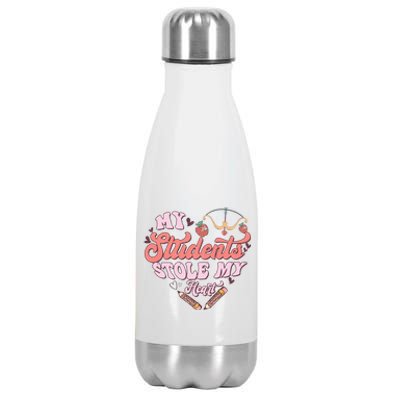 My Students Stole My Heart Funny Valentines Day Stainless Steel Insulated Water Bottle