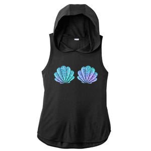 Mermaid Sea Shell Bra Halloween Costume Tops Ladies PosiCharge Tri-Blend Wicking Draft Hoodie Tank