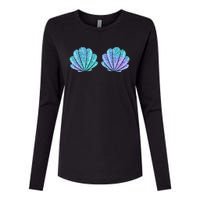 Mermaid Sea Shell Bra Halloween Costume Tops Womens Cotton Relaxed Long Sleeve T-Shirt