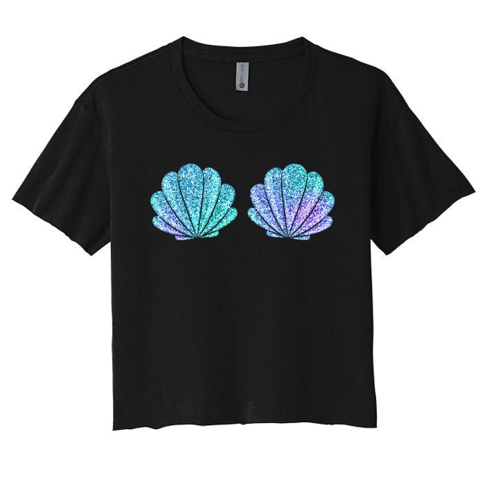 Mermaid Sea Shell Bra Halloween Costume Tops Women's Crop Top Tee