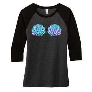 Mermaid Sea Shell Bra Halloween Costume Tops Women's Tri-Blend 3/4-Sleeve Raglan Shirt