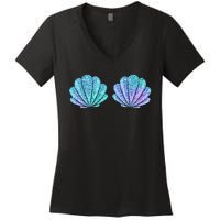 Mermaid Sea Shell Bra Halloween Costume Tops Women's V-Neck T-Shirt