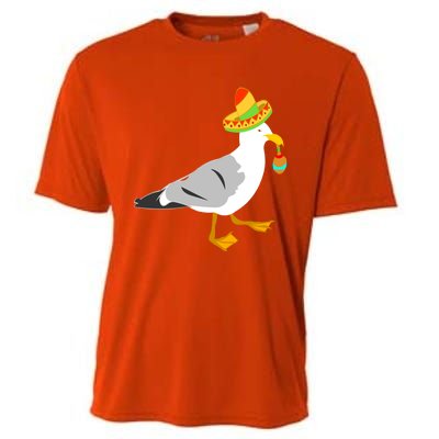 Mexican Seagull Sombrero Costume Maraca Funny Bird Gift Cooling Performance Crew T-Shirt