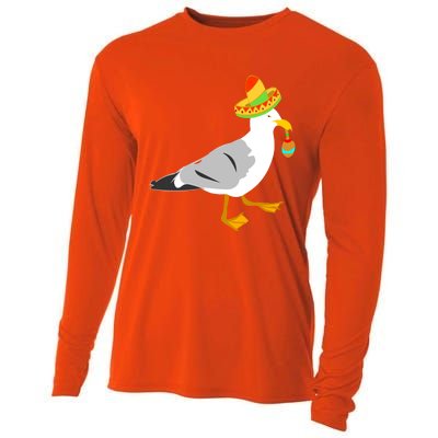 Mexican Seagull Sombrero Costume Maraca Funny Bird Gift Cooling Performance Long Sleeve Crew