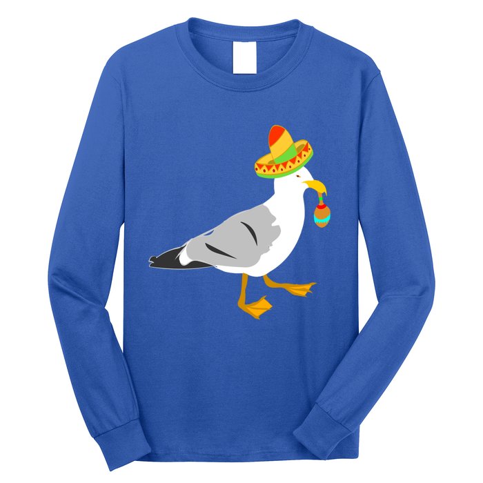 Mexican Seagull Sombrero Costume Maraca Funny Bird Gift Long Sleeve Shirt