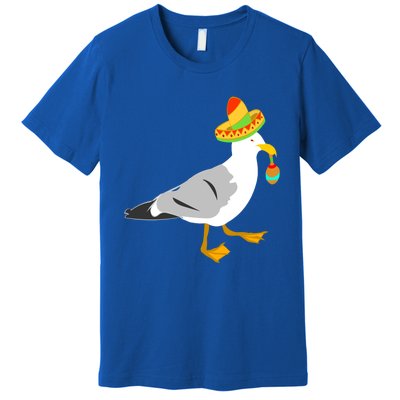 Mexican Seagull Sombrero Costume Maraca Funny Bird Gift Premium T-Shirt