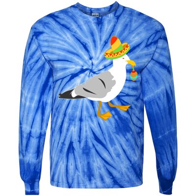 Mexican Seagull Sombrero Costume Maraca Funny Bird Gift Tie-Dye Long Sleeve Shirt