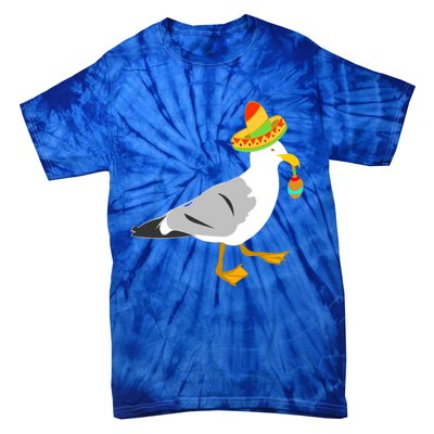 Mexican Seagull Sombrero Costume Maraca Funny Bird Gift Tie-Dye T-Shirt