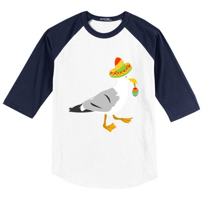 Mexican Seagull Sombrero Costume Maraca Funny Bird Gift Baseball Sleeve Shirt