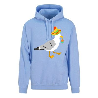 Mexican Seagull Sombrero Costume Maraca Funny Bird Gift Unisex Surf Hoodie