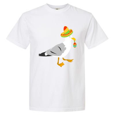 Mexican Seagull Sombrero Costume Maraca Funny Bird Gift Garment-Dyed Heavyweight T-Shirt