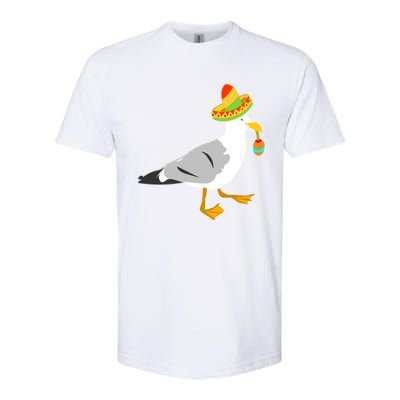 Mexican Seagull Sombrero Costume Maraca Funny Bird Gift Softstyle CVC T-Shirt