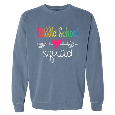 Middle School Squad Teacher Student Team Back To School Garment-Dyed Sweatshirt