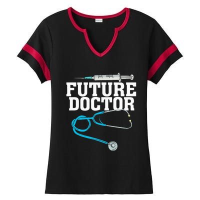 Medical School Student Funny Future Doctor in Training Ladies Halftime Notch Neck Tee