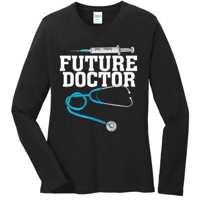 Medical School Student Funny Future Doctor in Training Ladies Long Sleeve Shirt