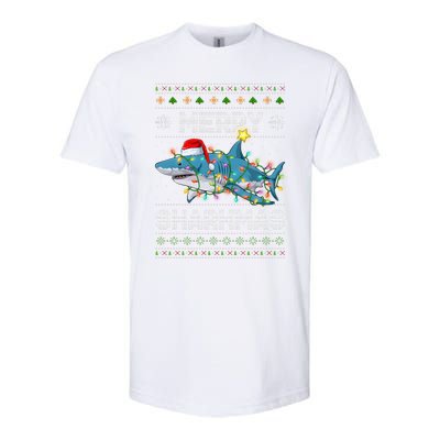 Merry Sharkmas Shark Santa Ugly Christmas Lights Xmas Softstyle CVC T-Shirt