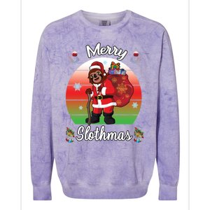 Merry Slothmas Sloth Christmas Matching Pajama Costume Great Gift Colorblast Crewneck Sweatshirt