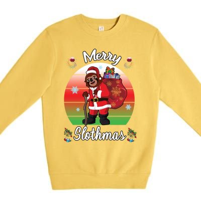 Merry Slothmas Sloth Christmas Matching Pajama Costume Great Gift Premium Crewneck Sweatshirt