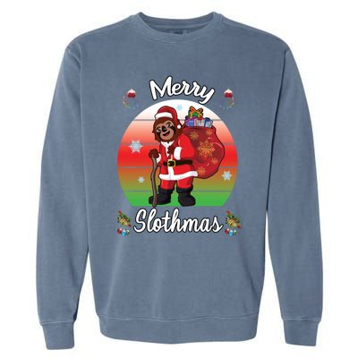 Merry Slothmas Sloth Christmas Matching Pajama Costume Great Gift Garment-Dyed Sweatshirt