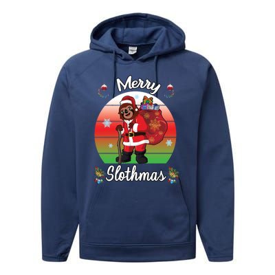 Merry Slothmas Sloth Christmas Matching Pajama Costume Great Gift Performance Fleece Hoodie