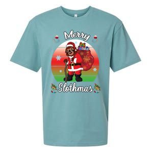 Merry Slothmas Sloth Christmas Matching Pajama Costume Great Gift Sueded Cloud Jersey T-Shirt