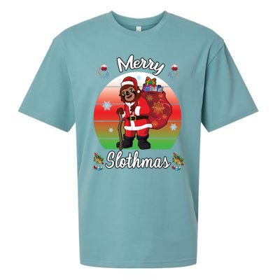 Merry Slothmas Sloth Christmas Matching Pajama Costume Great Gift Sueded Cloud Jersey T-Shirt