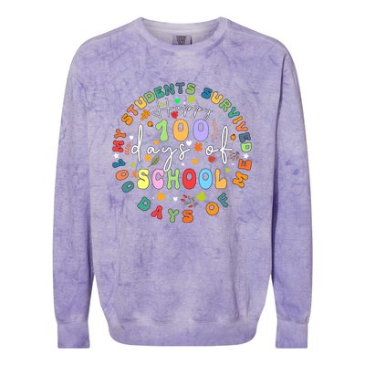 My Students Survived 100 Days Of Me 100th Day School Teacher Cool Gift Colorblast Crewneck Sweatshirt