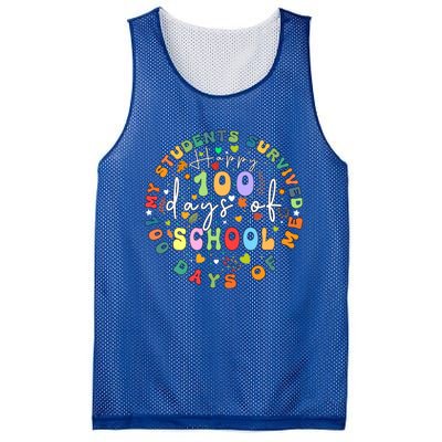 My Students Survived 100 Days Of Me 100th Day School Teacher Cool Gift Mesh Reversible Basketball Jersey Tank