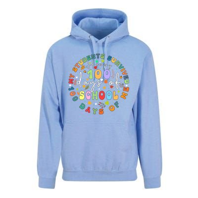 My Students Survived 100 Days Of Me 100th Day School Teacher Cool Gift Unisex Surf Hoodie