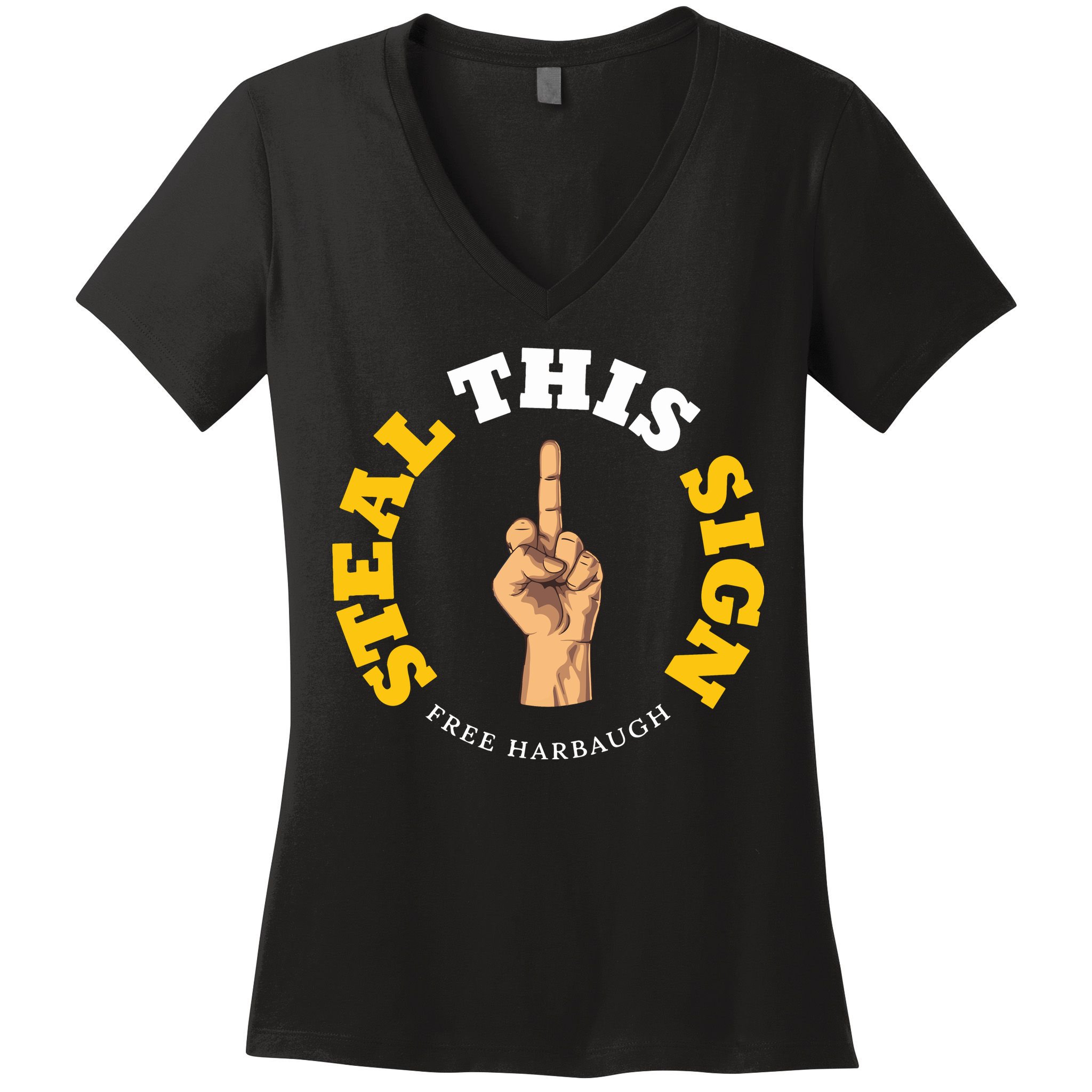 Michigan Sign Stealing Football Fan Go Blue Free Harbaugh Women's V-Neck T-Shirt