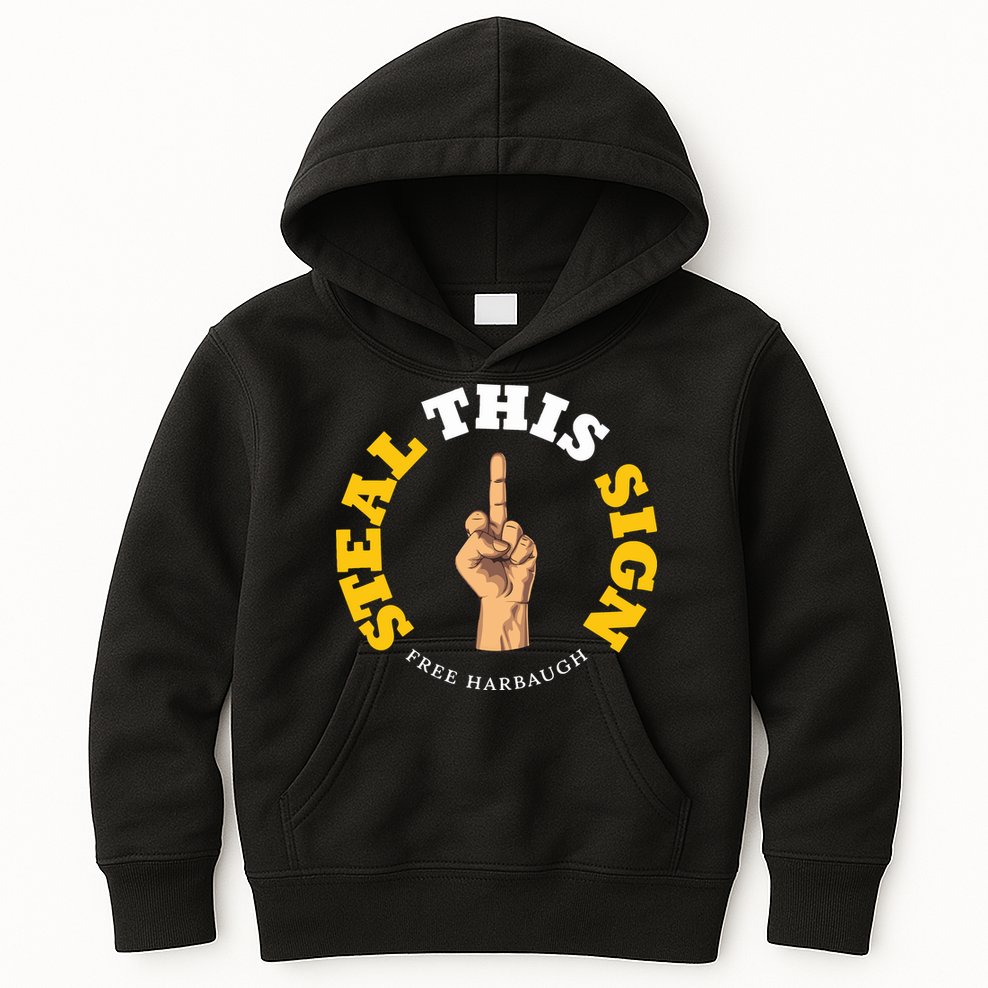 Michigan Sign Stealing Football Fan Go Blue Free Harbaugh Kids Hoodie