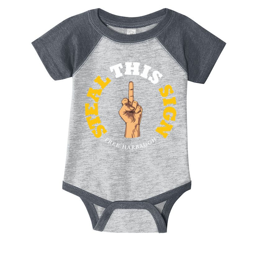 Michigan Sign Stealing Football Fan Go Blue Free Harbaugh Infant Baby Jersey Bodysuit