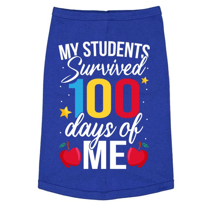 My Students Survived 100 Days Teacher 100th Day Novelty Gift Doggie Tank