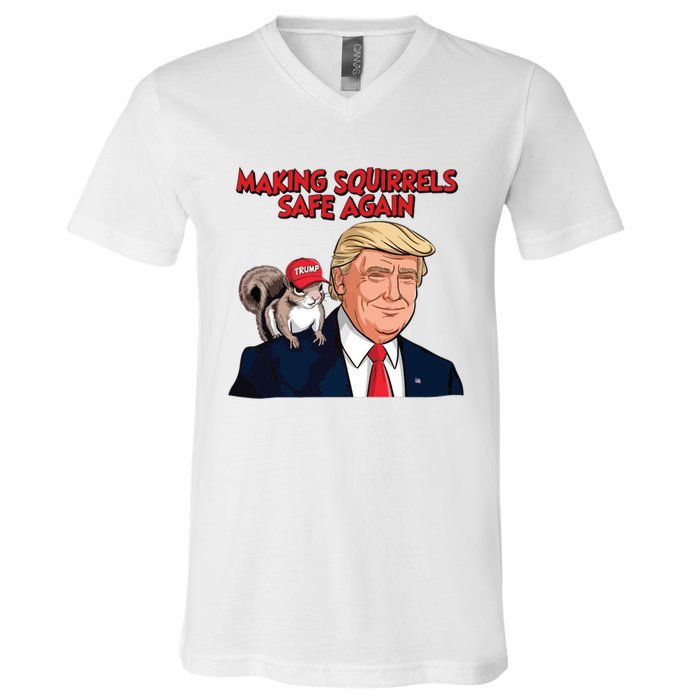 Make Squirrels Safe Again Trump Squirrels For Trump V-Neck T-Shirt