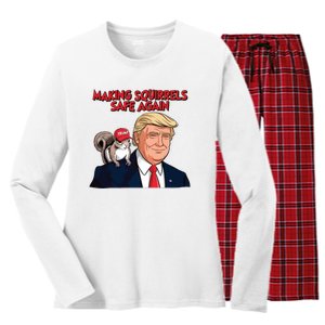 Make Squirrels Safe Again Trump Squirrels For Trump Women's Long Sleeve Flannel Pajama Set 