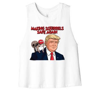 Make Squirrels Safe Again Trump Squirrels For Trump Women's Racerback Cropped Tank