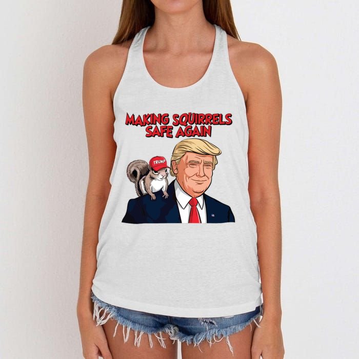 Make Squirrels Safe Again Trump Squirrels For Trump Women's Knotted Racerback Tank