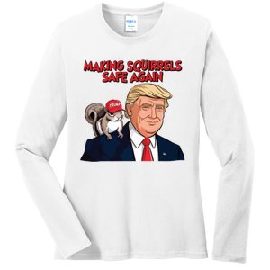 Make Squirrels Safe Again Trump Squirrels For Trump Ladies Long Sleeve Shirt