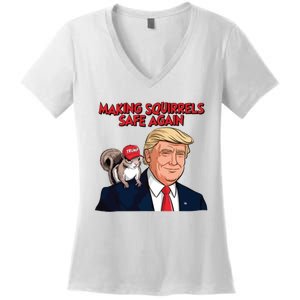 Make Squirrels Safe Again Trump Squirrels For Trump Women's V-Neck T-Shirt