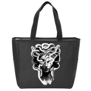 Medusa Statue Snakes Greek Mythology Zip Tote Bag