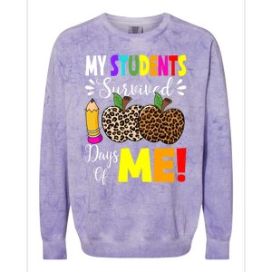 My Students Survived 100 Days Of Me Funny Students Teachers Cute Gift Colorblast Crewneck Sweatshirt