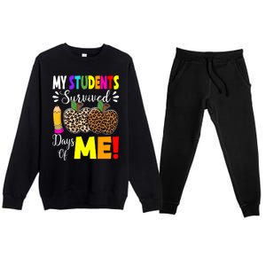 My Students Survived 100 Days Of Me Funny Students Teachers Cute Gift Premium Crewneck Sweatsuit Set