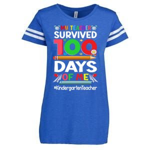 My Students Survived 100 Days Of Me Gift Kindergarten Teacher Cute Gift Enza Ladies Jersey Football T-Shirt