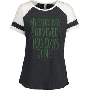 My Students Survived 100 Days Of Me Funny Teacher Cool Gift Enza Ladies Jersey Colorblock Tee