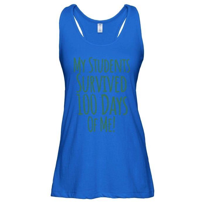 My Students Survived 100 Days Of Me Funny Teacher Cool Gift Ladies Essential Flowy Tank