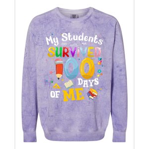 My Students Survived 100 Days Of Me 100 Days School Teachers Meaningful Gift Colorblast Crewneck Sweatshirt