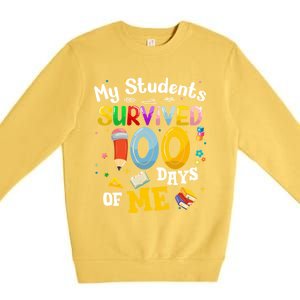 My Students Survived 100 Days Of Me 100 Days School Teachers Meaningful Gift Premium Crewneck Sweatshirt