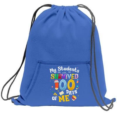 My Students Survived 100 Days Of Me 100 Days School Teachers Meaningful Gift Sweatshirt Cinch Pack Bag